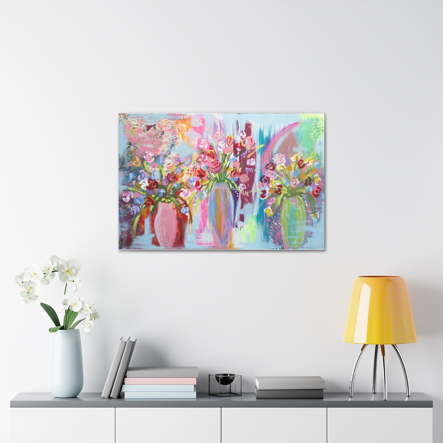 Canvas Gallery Wraps - "Tulips and Wine" Impressionistic Flowers Painting Print