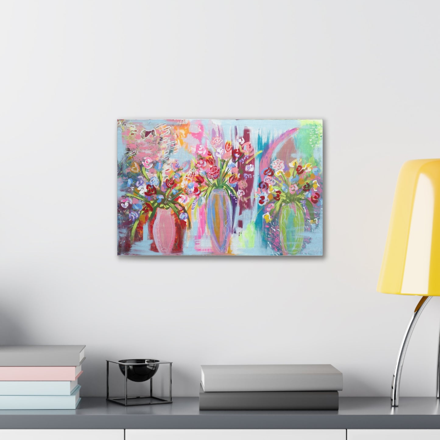 Canvas Gallery Wraps - "Tulips and Wine" Impressionistic Flowers Painting Print