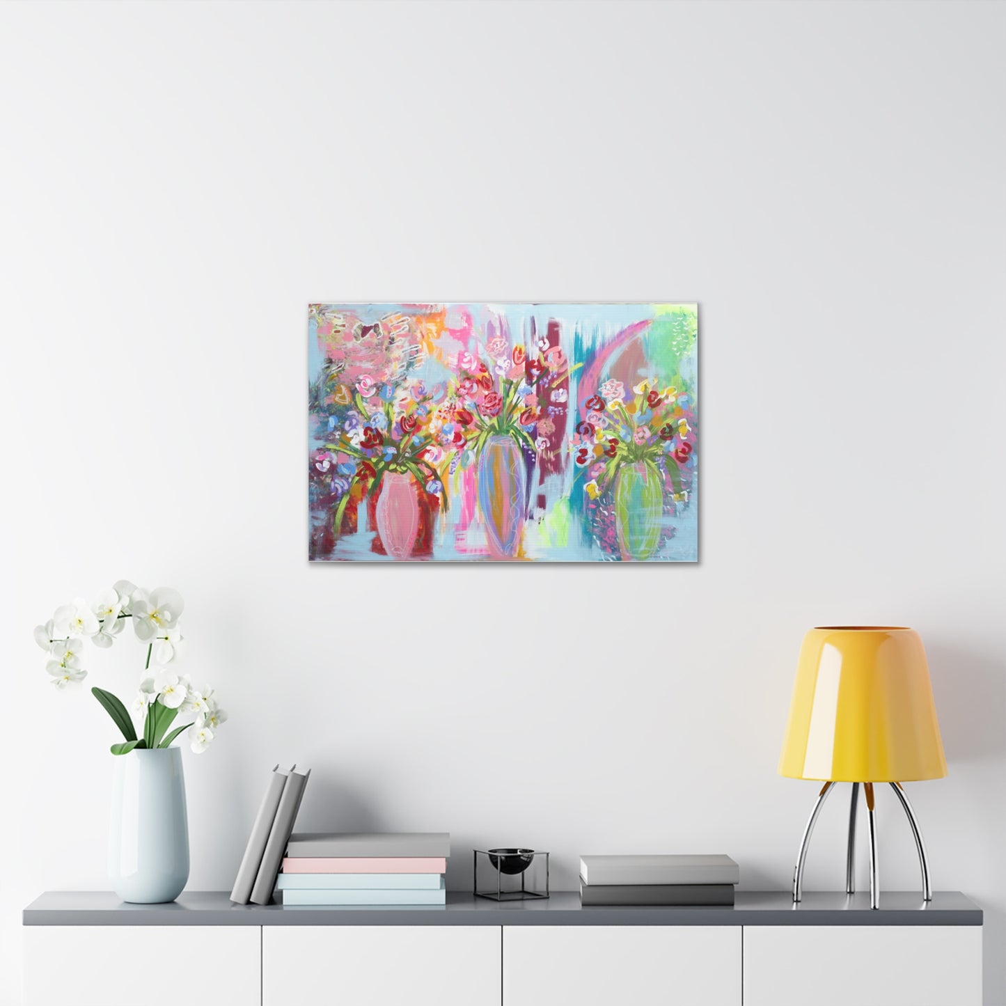 Canvas Gallery Wraps - "Tulips and Wine" Impressionistic Flowers Painting Print